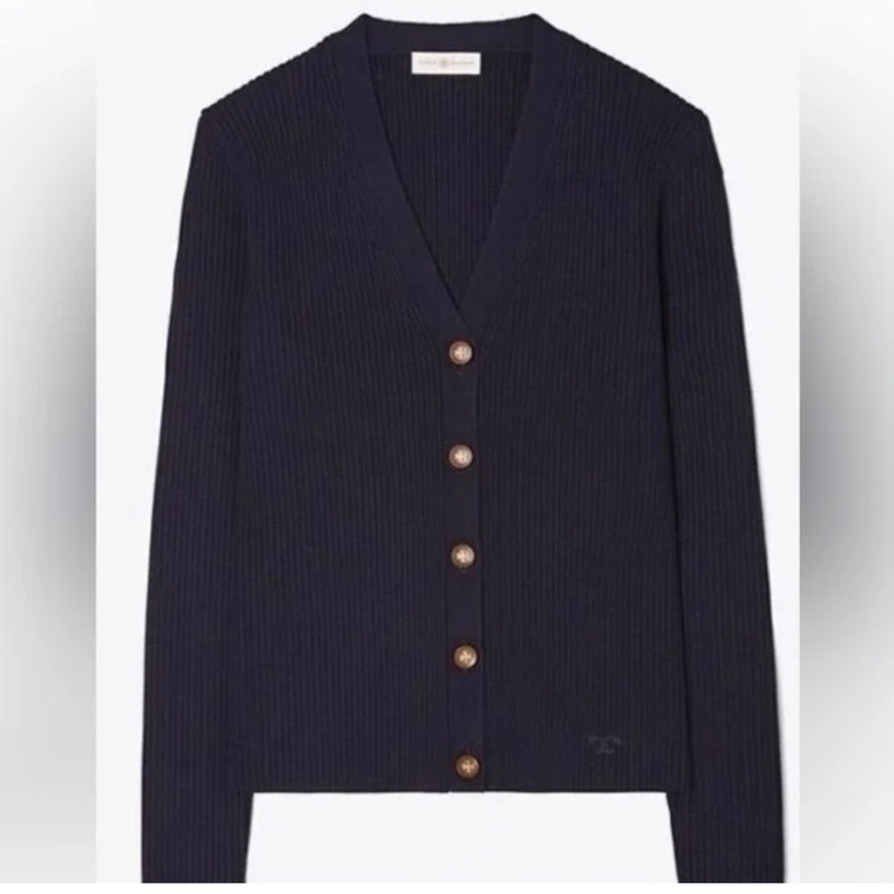 Tory Burch Blue Knit Cardigan Sweater